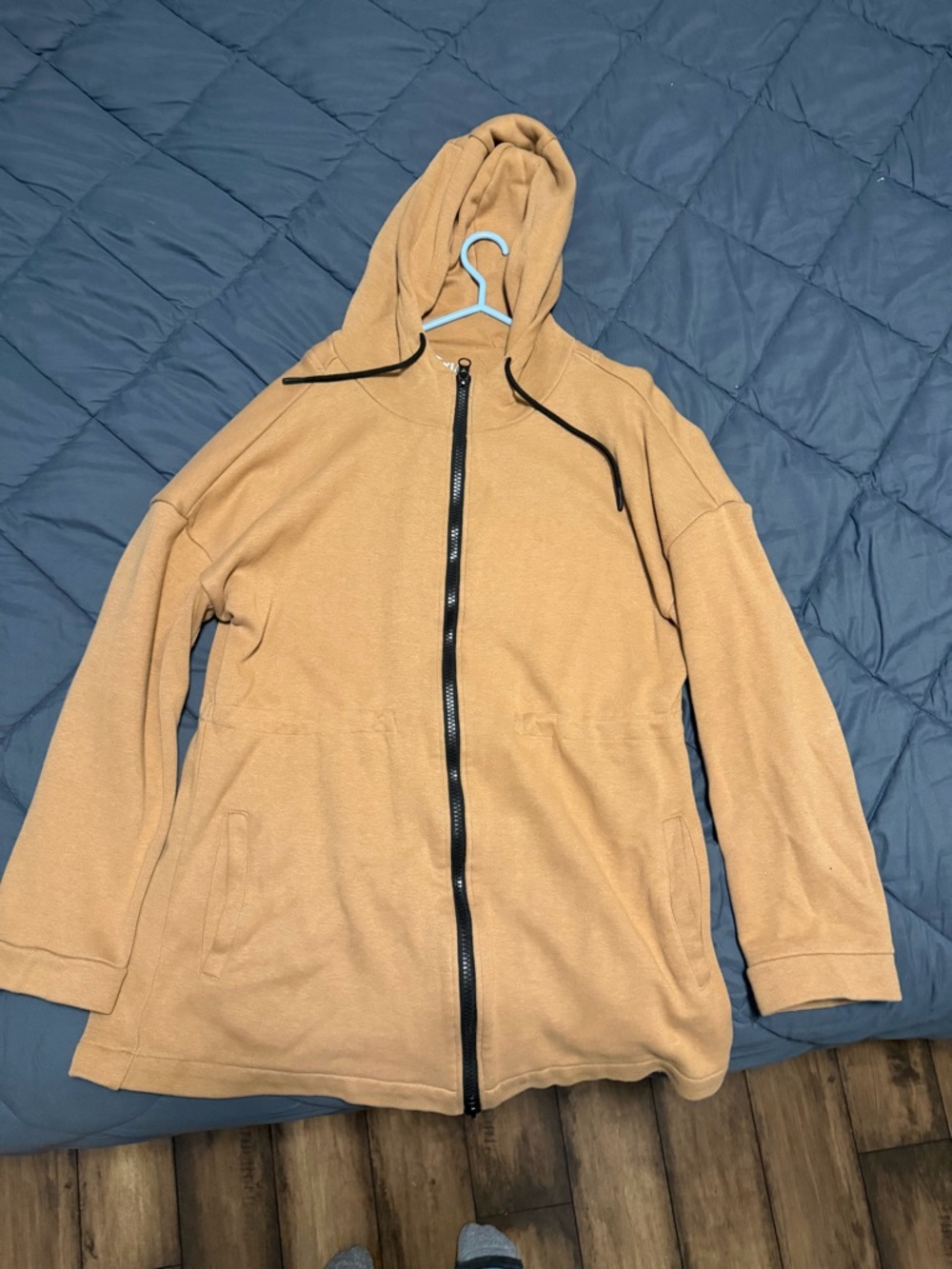 Women's Zyia Hooded Zip Front Coatigan in Camel